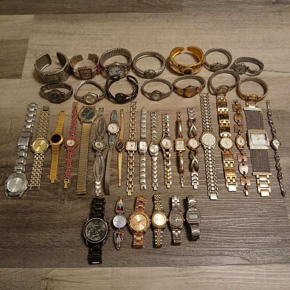 Lot 35+ Watches Parts/Repair ALL Metal Wrangler Lorus Relic Jules Jurgensen